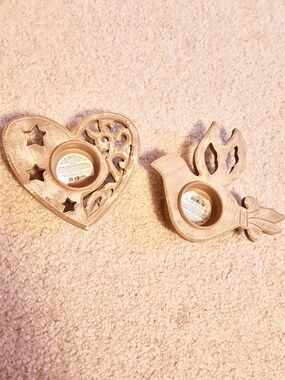 Pier 1 Heart and Dove Tea Light Candle Holder Set